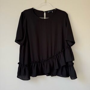 Black Ruffled Women's Top
